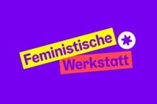 Das Logo der Feministischen Werkstatt besteht aus dem Titel und der symbolischen Darstellung einer Sternschraube.